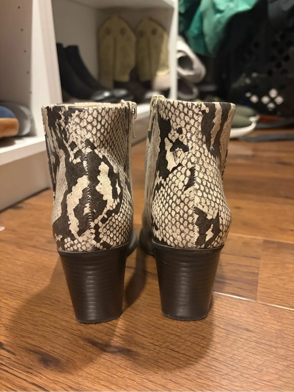 SOUL Naturalizer Snake-Print Ankle Boot in White and Black